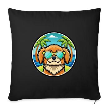 Pekingese Dog Breed Cartoon Sunglasses Beach - Sofa pillowcase 17,3'' x 17,3'' (45 x 45 cm) - black - Front