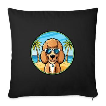 Poodle Dog Breed Cartoon Sunglasses Beach - Sofa pillowcase 17,3'' x 17,3'' (45 x 45 cm) - black - Front