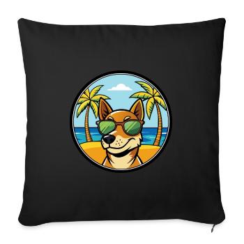 Chien de chasse tricolore serbe race de dessin animé plage - Housse de coussin décorative 45 x 45 cm - noir - Devant
