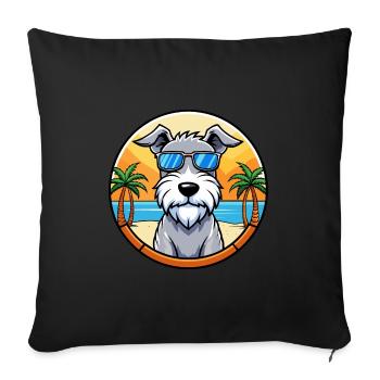 Sealyham Terrier Dog Breed Cartoon Sunglass Beach - Sofa pillowcase 17,3'' x 17,3'' (45 x 45 cm) - black - Front