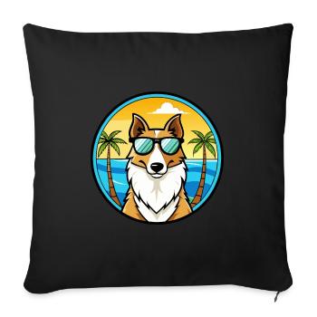 Smooth Collie Dog Breed Cartoon Sunglasses Beach - Sofa pillowcase 17,3'' x 17,3'' (45 x 45 cm) - black - Front