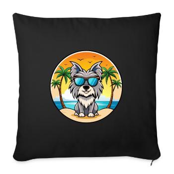 Skye Terrier Hunderasse Cartoon Sonnenbrille Strand - Sofakissenbezug 45 x 45 cm - Schwarz - Vorne