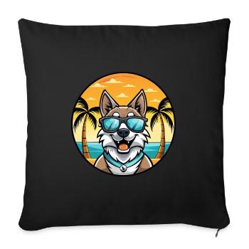 Tamaskan Dog Breed Cartoon Sunglasses Beach - Sofa pillowcase 17,3'' x 17,3'' (45 x 45 cm) - black - Front