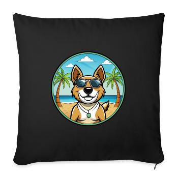 Teddy Roosevelt Terrier Hunderasse Cartoon Strand - Sofakissenbezug 45 x 45 cm - Schwarz - Vorne