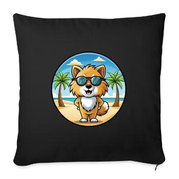 Toy German Spitz Dog Breed Cartoon Sunglass Beach - Sofa pillowcase 17,3'' x 17,3'' (45 x 45 cm) - black - Front