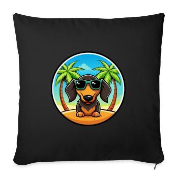 Wirehaired Dachshund Dog Breed Cartoon Sunglasses - Sofa pillowcase 17,3'' x 17,3'' (45 x 45 cm) - black - Front