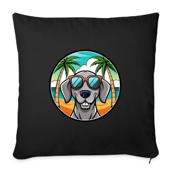 Braque de Weimar Race Chien Dessin Animé Lunettes De Soleil Plage - Housse de coussin décorative 45 x 45 cm - noir - Devant