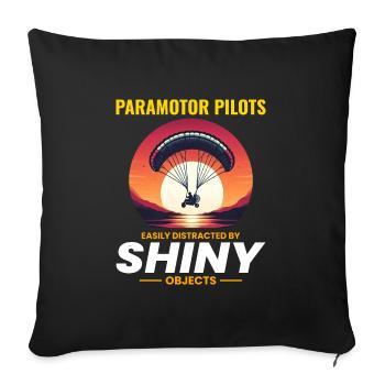 Paramotor Pilot Paramotoring Powered Paraglider - Sofa pillowcase 17,3'' x 17,3'' (45 x 45 cm) - black - Front