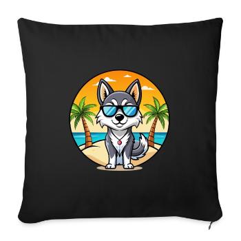 Alaskan Klee Kai Chien Race Dessin Animé Lunettes De Soleil Plage - Housse de coussin décorative 45 x 45 cm - noir - Devant