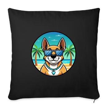 Australian Cattle Dog Breed Cartoon Sunglass Beach - Sofa pillowcase 17,3'' x 17,3'' (45 x 45 cm) - black - Front