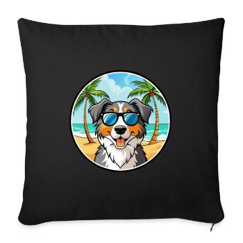Lunettes de soleil de race de chien de berger australien - Housse de coussin décorative 45 x 45 cm - noir - Devant