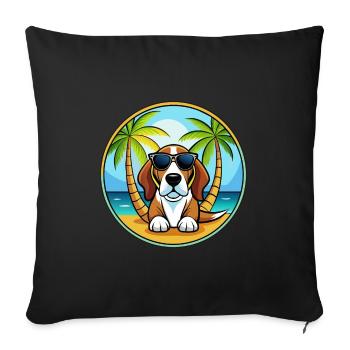 Basset Artesien Normand Dog Breed Cartoon Beach - Sofa pillowcase 17,3'' x 17,3'' (45 x 45 cm) - black - Front