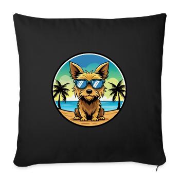 Australian Silky Terrier Dog Breed Cartoon Beach - Sofa pillowcase 17,3'' x 17,3'' (45 x 45 cm) - black - Front