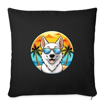 Berger Blanc Suisse Dog Breed Cartoon Sunglasses - Sofa pillowcase 17,3'' x 17,3'' (45 x 45 cm) - black - Front