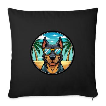 Beauceron Chien Race Dessin Animé Lunettes De Soleil Plage - Housse de coussin décorative 45 x 45 cm - noir - Devant