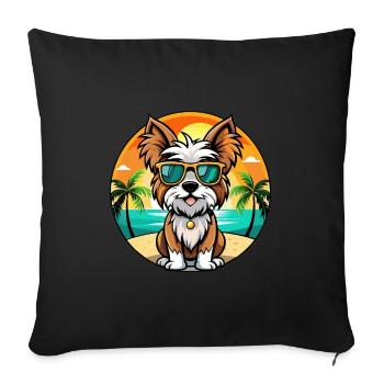 Biewer Terrier Dog Breed Cartoon Sunglasses Beach - Sofa pillowcase 17,3'' x 17,3'' (45 x 45 cm) - black - Front
