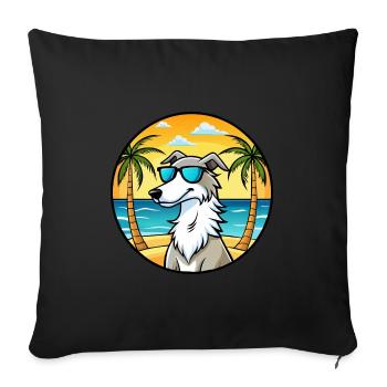 Borzoi Dog Breed Cartoon Sunglasses Beach - Sofa pillowcase 17,3'' x 17,3'' (45 x 45 cm) - black - Front