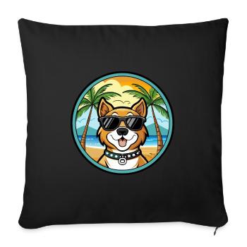 Cao De Castro Laboreiro Hunderasse Cartoon Strand - Sofakissenbezug 45 x 45 cm - Schwarz - Vorne
