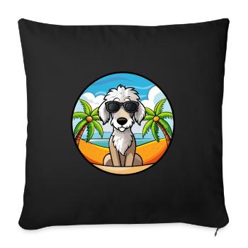 Bedlington Terrier Chien Race Dessin Animé Lunettes de Soleil - Housse de coussin décorative 45 x 45 cm - noir - Devant
