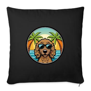 Curly Coated Retriever Dog Breed Cartoon Beach - Sofa pillowcase 17,3'' x 17,3'' (45 x 45 cm) - black - Front