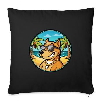 Cordoba Fighting Dog Breed Cartoon Sunglass Beach - Sofa pillowcase 17,3'' x 17,3'' (45 x 45 cm) - black - Front