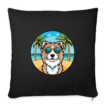 Catalan Sheepdog Breed Cartoon Sunglasses Beach - Sofa pillowcase 17,3'' x 17,3'' (45 x 45 cm) - black - Front