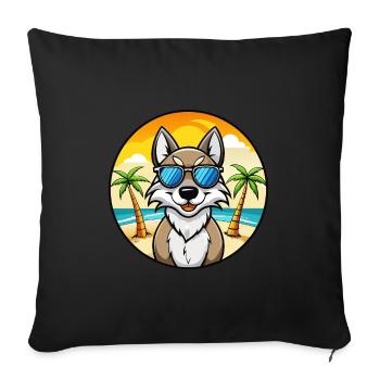 Lunettes de soleil tchécoslovaques de race chien-loup de dessin animé - Housse de coussin décorative 45 x 45 cm - noir - Devant
