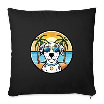 Chien Dalmatien Race Dessin Animé Lunettes De Soleil Plage - Housse de coussin décorative 45 x 45 cm - noir - Devant