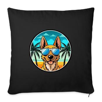 Berger Hollandais Chien Race Dessin Animé Lunettes De Soleil Plage - Housse de coussin décorative 45 x 45 cm - noir - Devant