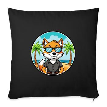 English Foxhound Dog Breed Cartoon Sunglass Beach - Sofa pillowcase 17,3'' x 17,3'' (45 x 45 cm) - black - Front