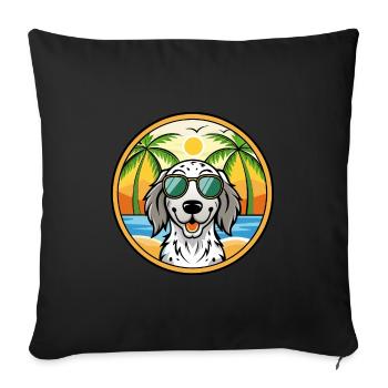 English Setter Dog Breed Cartoon Sunglasses Beach - Sofa pillowcase 17,3'' x 17,3'' (45 x 45 cm) - black - Front