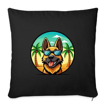 German Shepherd Dog Breed Cartoon Sunglasses Beach - Sofa pillowcase 17,3'' x 17,3'' (45 x 45 cm) - black - Front
