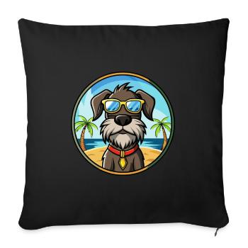 German Wirehaired Pointer Dog Breed Cartoon Beach - Sofa pillowcase 17,3'' x 17,3'' (45 x 45 cm) - black - Front