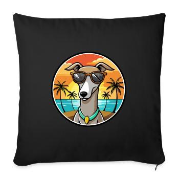 Galgo Español Chien Race Dessin Animé Lunettes de Soleil Plage - Housse de coussin décorative 45 x 45 cm - noir - Devant