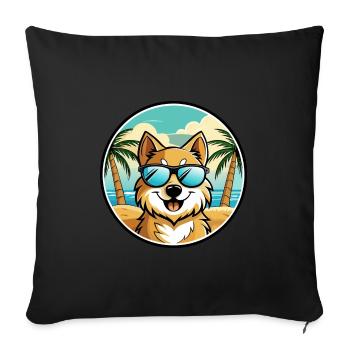 German Spitz Dog Breed Cartoon Sunglasses Beach - Sofa pillowcase 17,3'' x 17,3'' (45 x 45 cm) - black - Front