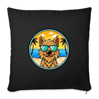 Griffon Nivernais Chien Race Dessin Animé Lunettes De Soleil Plage - Housse de coussin décorative 45 x 45 cm - noir - Devant