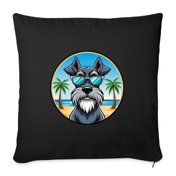 Giant Schnauzer Dog Breed Cartoon Sunglasses Beach - Sofa pillowcase 17,3'' x 17,3'' (45 x 45 cm) - black - Front