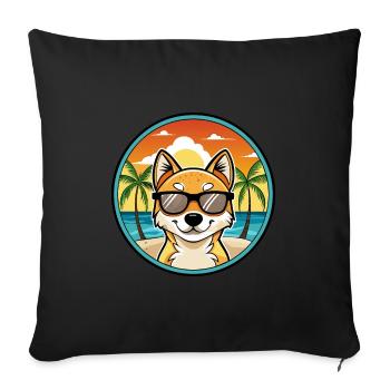 Kishu Ken Hunderasse Cartoon Sonnenbrille Strand - Sofakissenbezug 45 x 45 cm - Schwarz - Vorne
