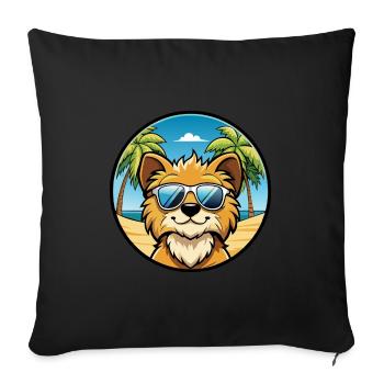 Lowchen Petit Lion Chien Race Dessin Animé Lunettes de Soleil - Housse de coussin décorative 45 x 45 cm - noir - Devant