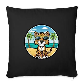 Léopard Chien Race Chien Dessin Animé Lunettes De Soleil Plage - Housse de coussin décorative 45 x 45 cm - noir - Devant