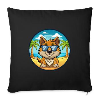Kanni Chien Race Dessin Animé Lunettes De Soleil Plage - Housse de coussin décorative 45 x 45 cm - noir - Devant