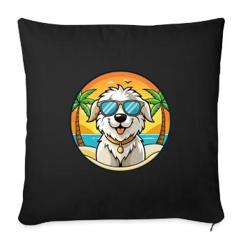 Maremma Sheepdog Breed Cartoon Sunglasses Beach - Sofa pillowcase 17,3'' x 17,3'' (45 x 45 cm) - black - Front