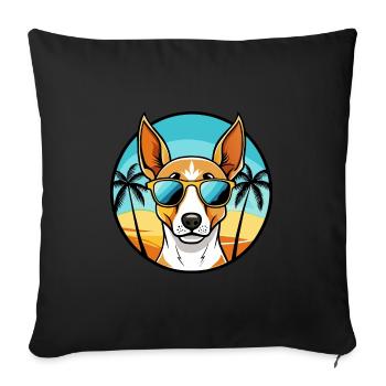 Ibizan Hound Dog Breed Cartoon Sunglasses Beach - Sofa pillowcase 17,3'' x 17,3'' (45 x 45 cm) - black - Front