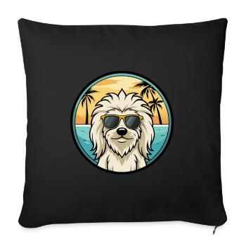 Komondor Chien Race Dessin Animé Lunettes de Soleil Plage - Housse de coussin décorative 45 x 45 cm - noir - Devant