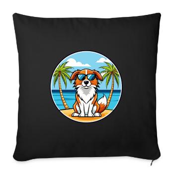 Nederlandse Kooikerhondje Race de chien Cartoon Beach - Housse de coussin décorative 45 x 45 cm - noir - Devant