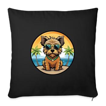 Norfolk Terrier Chien Race Dessin Animé Lunettes de Soleil Plage - Housse de coussin décorative 45 x 45 cm - noir - Devant