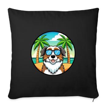 Landseer Chien Race Dessin Animé Lunettes de Soleil Plage - Housse de coussin décorative 45 x 45 cm - noir - Devant