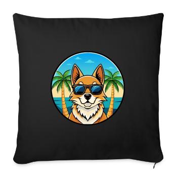 Nordic Spitz Dog Breed Cartoon Sunglasses Beach - Sofa pillowcase 17,3'' x 17,3'' (45 x 45 cm) - black - Front