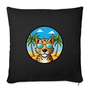 Léopard Cur Chien Race Dessin Animé Lunettes de soleil Plage - Housse de coussin décorative 45 x 45 cm - noir - Devant