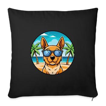 Lancashire Heeler Dog Breed Cartoon Sunglass Beach - Sofa pillowcase 17,3'' x 17,3'' (45 x 45 cm) - black - Front